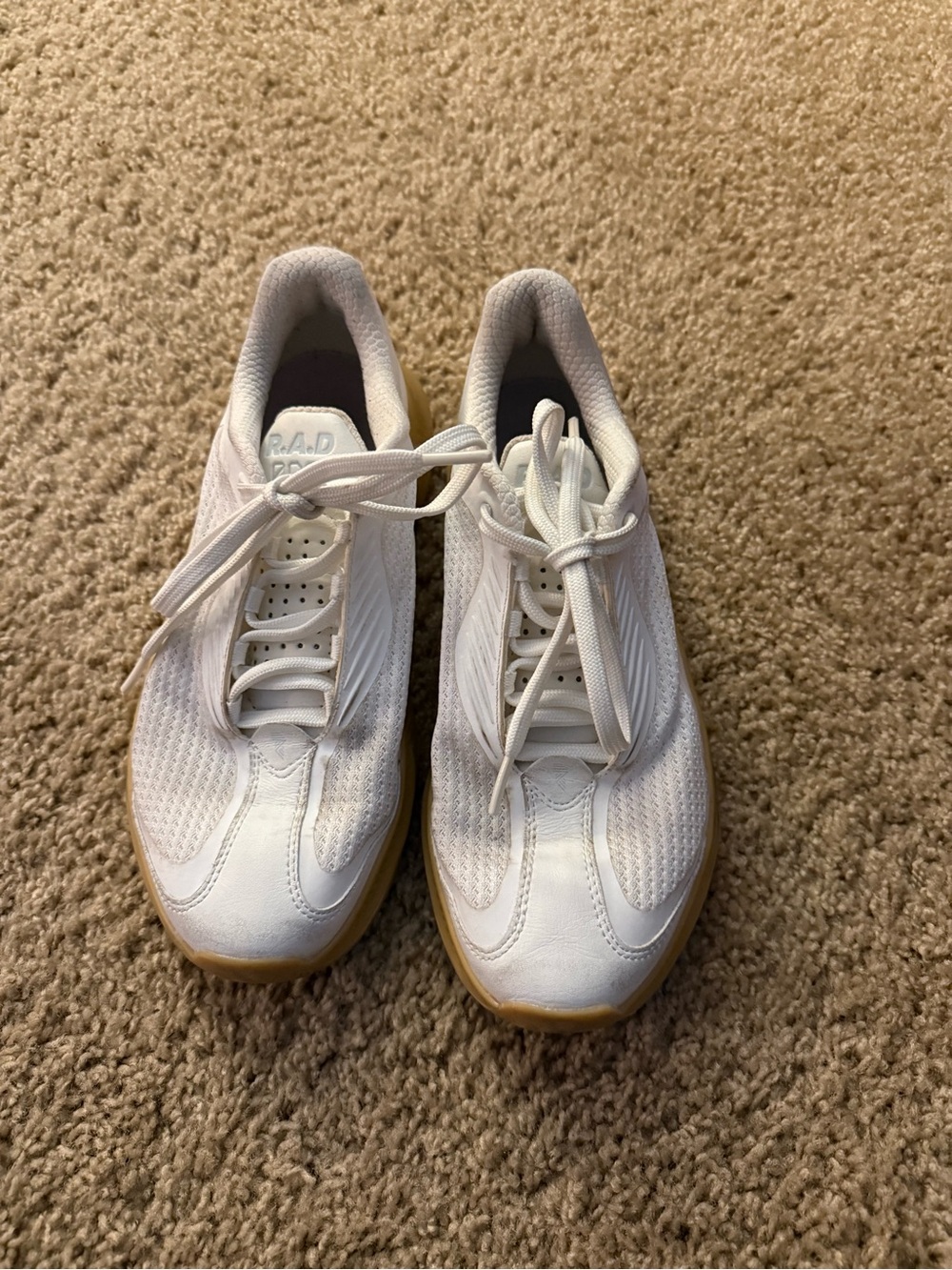 White Women's 7.5 RAD Trainers with Gum Sole